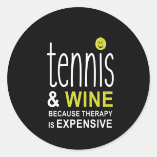 Pegatina Redonda Tenis Y Vino Premium