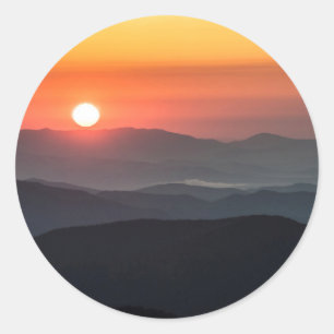 Pegatina Redonda Tennant Mt, zona de Graveyard Fields, amanecer