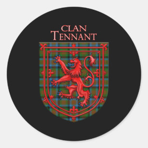 Pegatina Redonda Tennant Tan Scottish Plaid Lion Rampant