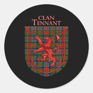 Pegatina Redonda Tennant Tan Scottish Plaid Lion Rampant