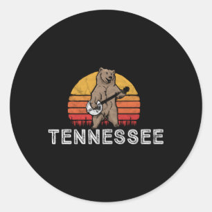 Pegatina Redonda Tennessee Bluegrass Banjo Bear