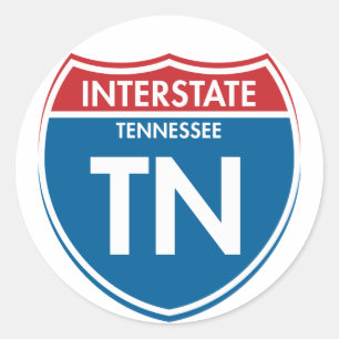 Pegatina Redonda Tennessee de un estado a otro TN