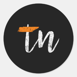 Pegatina Redonda Tennessee State Flag Naranja Y White Home Distres