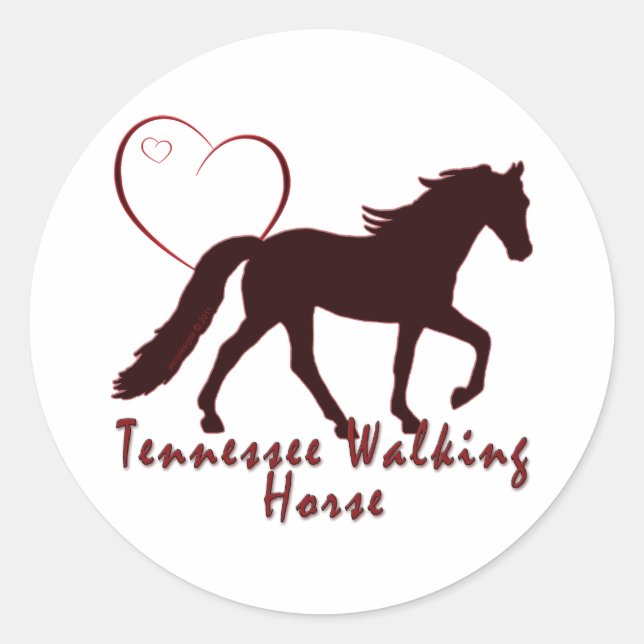 Pegatina Redonda Tennessee Walking Horse Hearts (Anverso)