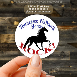 Pegatina Redonda Tennessee Walking Horses Rock! - Caballo reunido