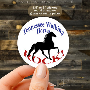Pegatina Redonda Tennessee Walking Horses Rock! - Caballo reunido
