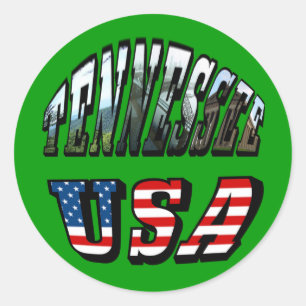 Pegatina Redonda Tennessee y USA Picture Text