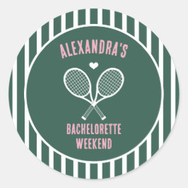 Pegatina Redonda Tennis Bachelorette party preppy green