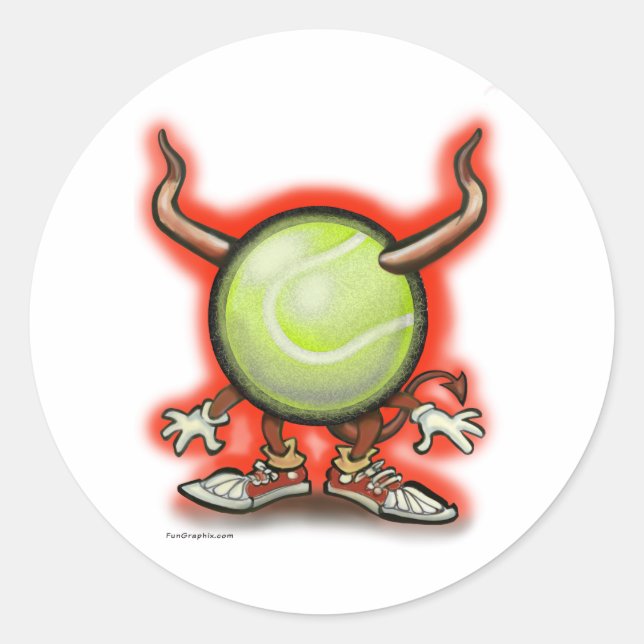 Pegatina Redonda Tennis Demon (Anverso)