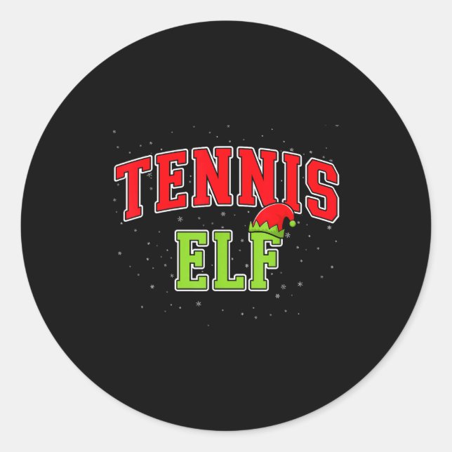 Pegatina Redonda Tennis Elf Christmas Family Matching Group Xmas  (Anverso)