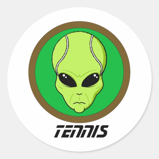 Pegatina Redonda Tennis Head Alien (Anverso)