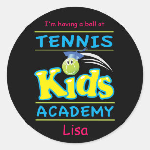 Pegatina Redonda Tennis Kids Academy_I está teniendo una bola_perso