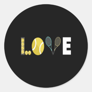 Pegatina Redonda Tennis Love I Tennis Racket Tennis Ball Tennis Pla
