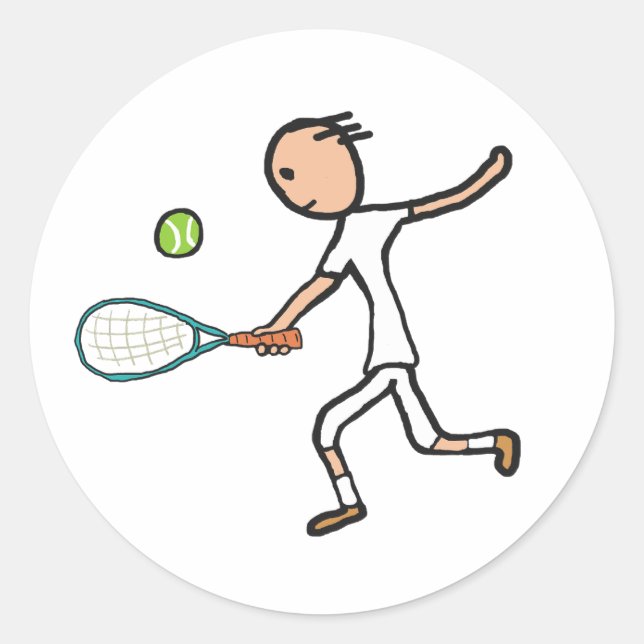 Pegatina Redonda Tennis Player (Anverso)