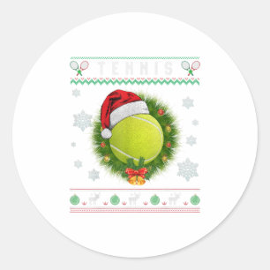 Pegatina Redonda Tennis Santa Fea Diseño Feliz Navidad Gif