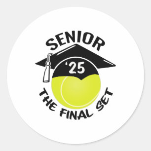 Pegatina Redonda Tennis Senior 2025 El Final Set Graduation Cap