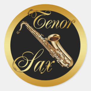PEGATINA REDONDA TENOR SAX