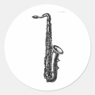 Pegatina Redonda Tenor saxofón
