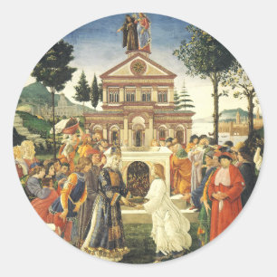 Pegatina Redonda Tentaciones de Cristo por Sandro Botticelli