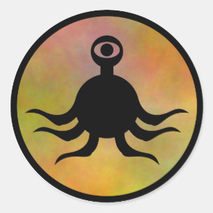 Pegatina Redonda Tentacle Monster Hazard