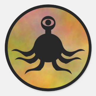 Pegatina Redonda Tentacle Monster Hazard
