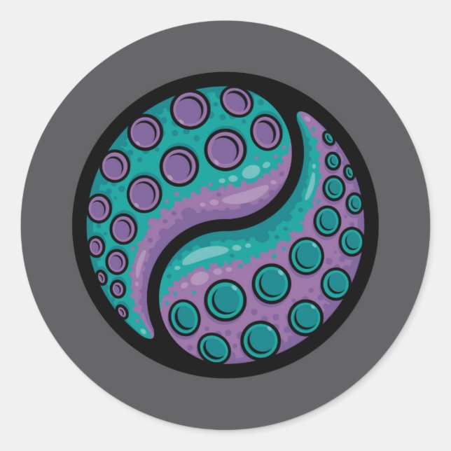 Pegatina Redonda Tentacle Yin Yang (Anverso)