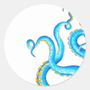 Pegatina Redonda Tentacles Tentacles Tentacles Naranja Azul Tentacl
