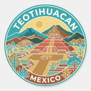 Pegatina Redonda Teotihuacán México