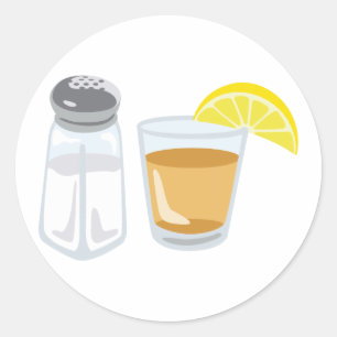 Pegatina Redonda Tequila Drink Glass Salt Shaker Lemon
