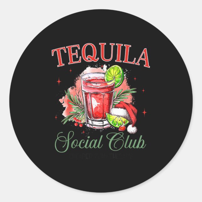 Pegatina Redonda Tequila Social Club Tequila Tail Club Drinking Chr (Anverso)