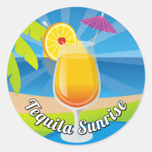 Pegatina Redonda Tequila Sunrise