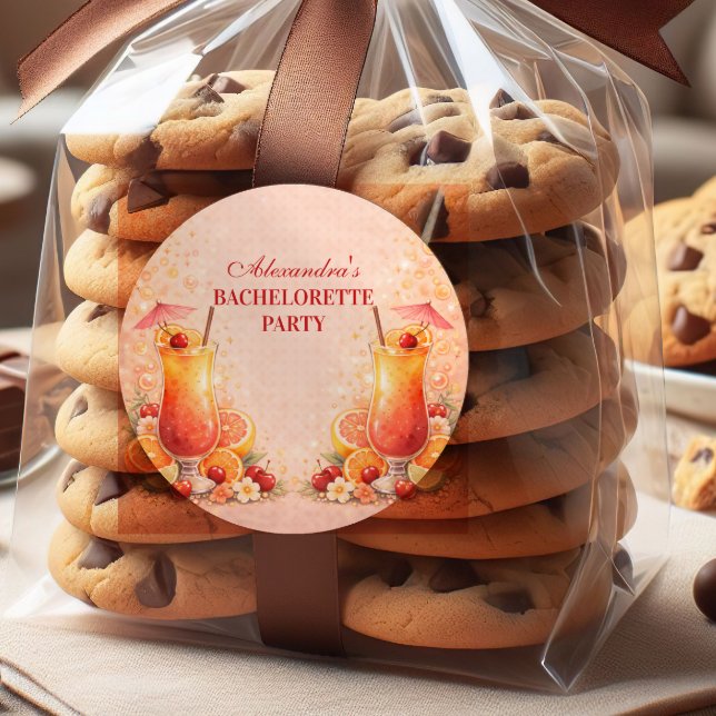 Pegatina Redonda Tequila Sunrise Miami Weekend Bachelorette Party (Subido por el creador)