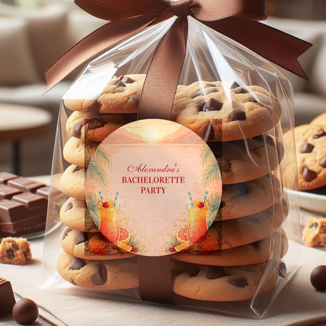 Pegatina Redonda Tequila Sunrise Palm Paradise Bachelorette Party (Subido por el creador)