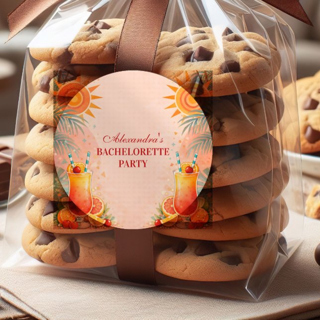 Pegatina Redonda Tequila Sunrise Sunset Cocktail Bachelorette Party (Subido por el creador)