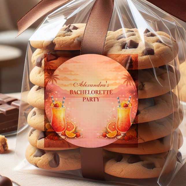 Pegatina Redonda Tequila Sunrise Tropical Bachelorette Party (Subido por el creador)