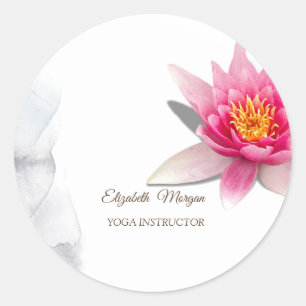 Pegatina Redonda Terapeuta, Loto de Acuarela, Yoga