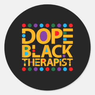 Pegatina Redonda Terapeuta Negro Droga Mes de la Historia Negra Afr