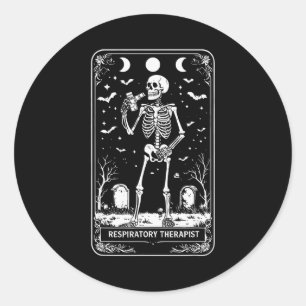 Pegatina Redonda Terapeuta Respiratorio de Halloween Tarjeta de Tar