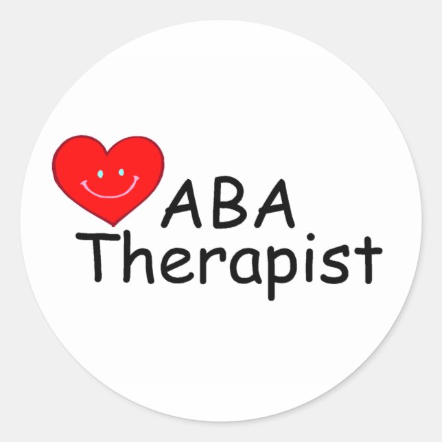 Pegatina Redonda Terapia ABA (Corazón) (Anverso)