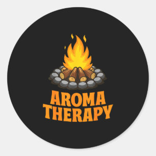 Pegatina Redonda Terapia de aroma divertida cita de humor de campam