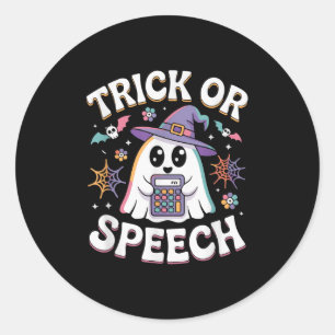 Pegatina Redonda Terapia De Discurso De Halloween Trick O Speech Re