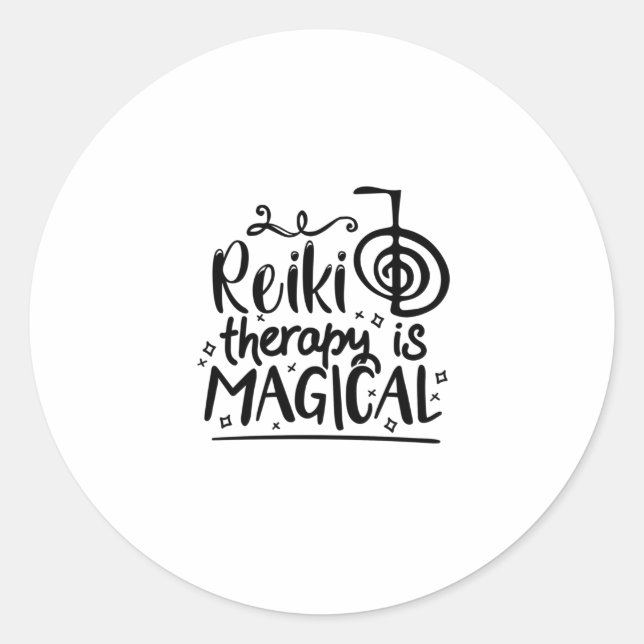 Pegatina Redonda Terapia de Reiki | Regalos de Reiki Master Espirit (Anverso)