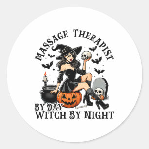 Pegatina Redonda Terapia divertida Halloween Masaje Terapia Por Día