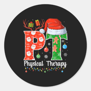 Pegatina Redonda Terapia Física de Navidad Pt Navidad Terapia Físic
