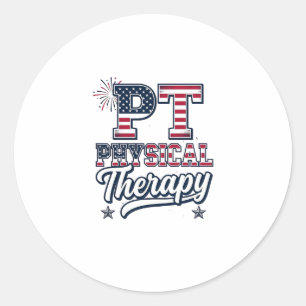 Pegatina Redonda Terapia Física Patriótica Diseño de Camiseta Vinta
