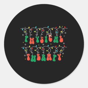 Pegatina Redonda Terapia Física Pt Santa Hat Navidades Luces Xma