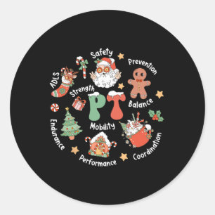 Pegatina Redonda Terapia Física Pt Santa Squad Navidad Terapia Físi