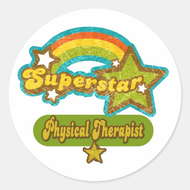 Pegatina Redonda Terapia Física Superstar (Anverso)