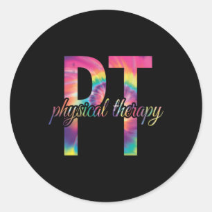 Pegatina Redonda Terapia Física Terapia Física De Tie-Dye