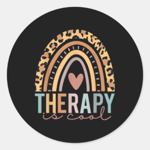 Pegatina Redonda Terapia: Guay Mental Health Awareness Leopard Cu